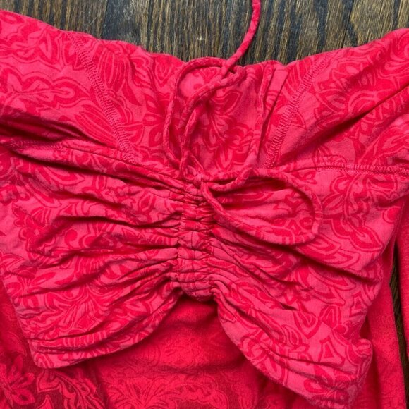 ATHLETA NADI /ROUCHED TIE COWL NECK/ TUNIC / L/SLEEVE /OMBRE FLORAL TOP SIZE XXS - Picture 5 of 8